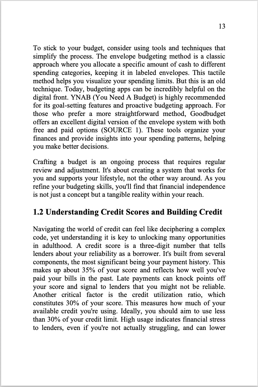 Inside the book